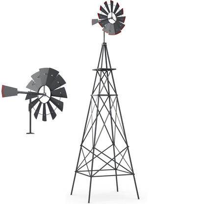 GiantexUK Garden Metal Windmill, 8FT Ornamental Wind Mill