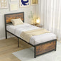 3FT Single Metal Bed Frame, Twin Size Platform Bed with Headboard