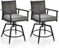 GiantexUK 2PCS Patio Barstools, Outdoor Swivel Stools Pub Chairs with Rattan Back, Removable Cushion