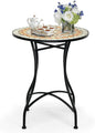 GiantexUK Garden Side Table, Metal Frame Round Mosaic Coffee Table