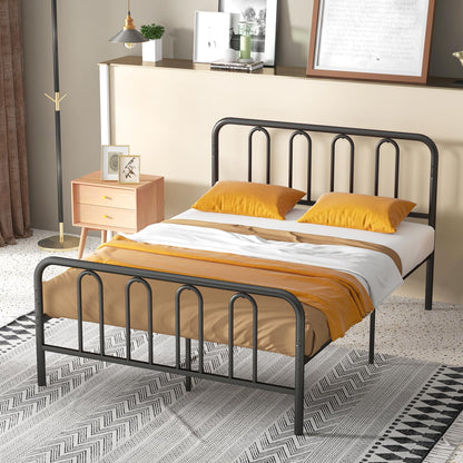 Double/King Size Metal Bed Frame, 4FT6/5FT Platform Bed Frame with Headboard, Footboard and 32cm Underbed Storage