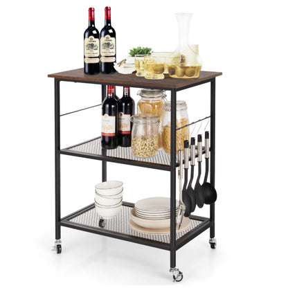 GiantexUK Kitchen Baker's Rack, 3 Tier Serving Cart Microwave Stand with Shelves