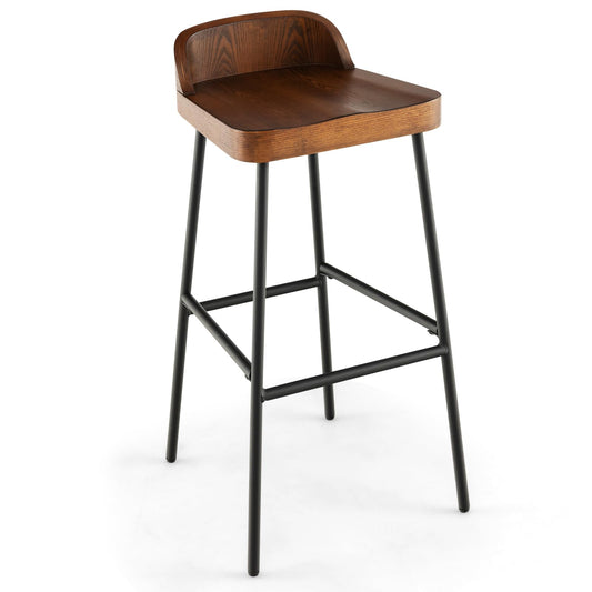 GiantexUK Bar Stools Set of 1/2, 73CM Seat Height Barstools with Low Back, Footrests & Adjustable Foot Pads, 42 x 42 x 82cm