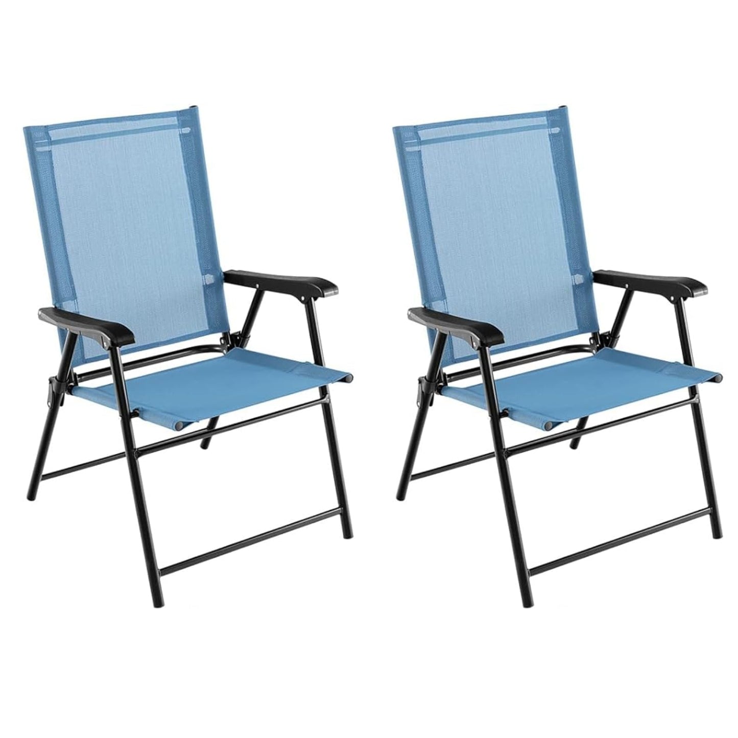 GiantexUK Garden Dining Chairs Set of 2, Folding Patio Chairs with Backrest, Armrests & Protective Foot Pad