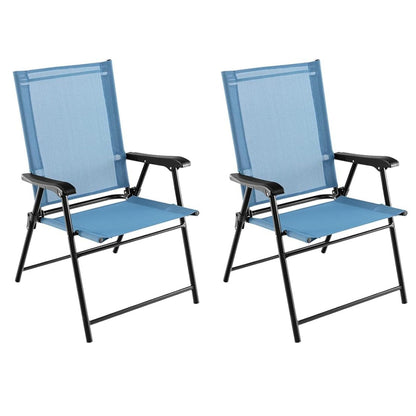 GiantexUK Garden Dining Chairs Set of 2, Folding Patio Chairs with Backrest, Armrests & Protective Foot Pad