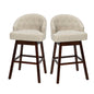 GiantexUK Set of 2 Bar Stools, Upholstered Swivel Kitchen Barstools with Padded Backrest & Rubber Wood Legs