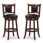 GiantexUK Bar Stools Set of 2, Swivel Upholstered Barstools with PVC Cover Seat, Curved Backrest & Footrest (46 x 50 x 110cm)