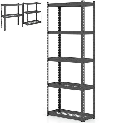 GiantexUK 5 Tier Garage Shelving Unit, Heavy Duty Adjustable Metal Shelves with Anti-tipping Device