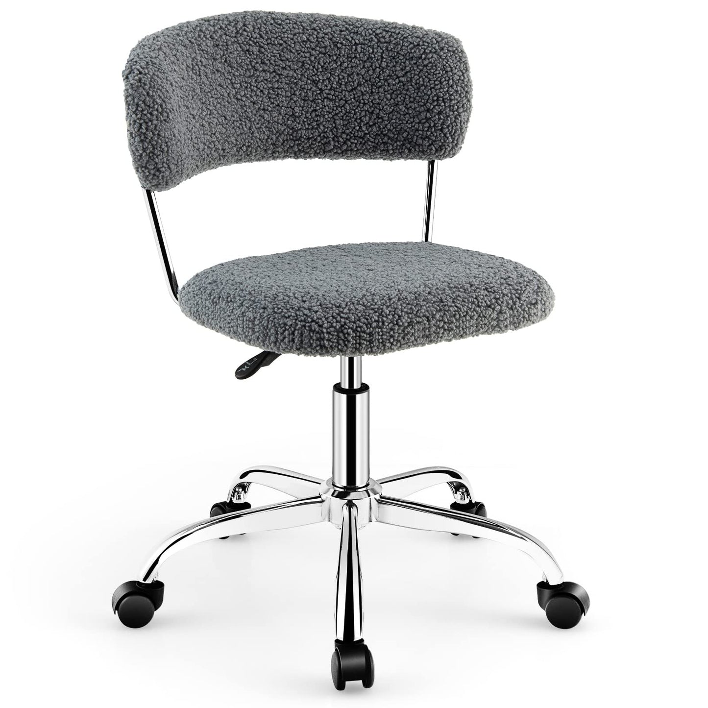 Faux Fur Office Chair, Height Adjustable Swivel Computer Desk Chair with Rolling Casters