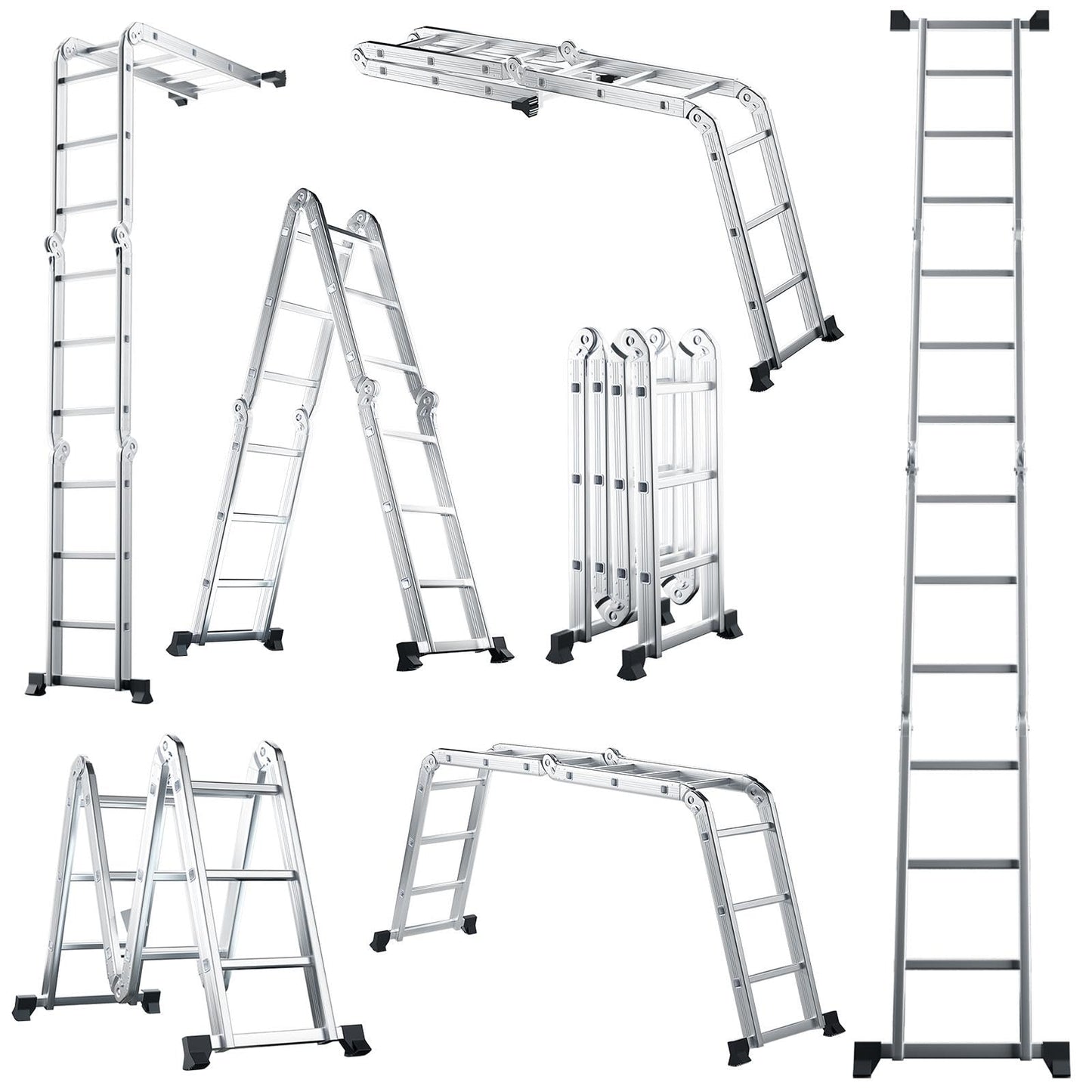 GiantexUK 3.7M/12FT Telescopic Ladder, 7 in 1 Aluminium Folding Extendable Ladder