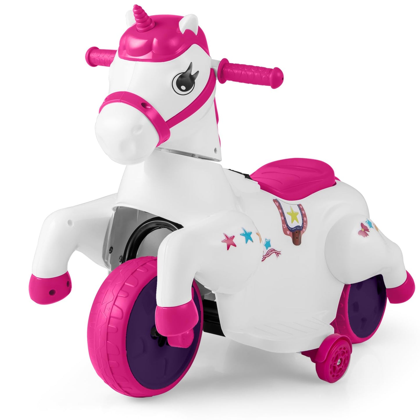 12V Kids Ride on Toy, Electric Ride on Unicorn with Training Wheels, Horse Riding Mode