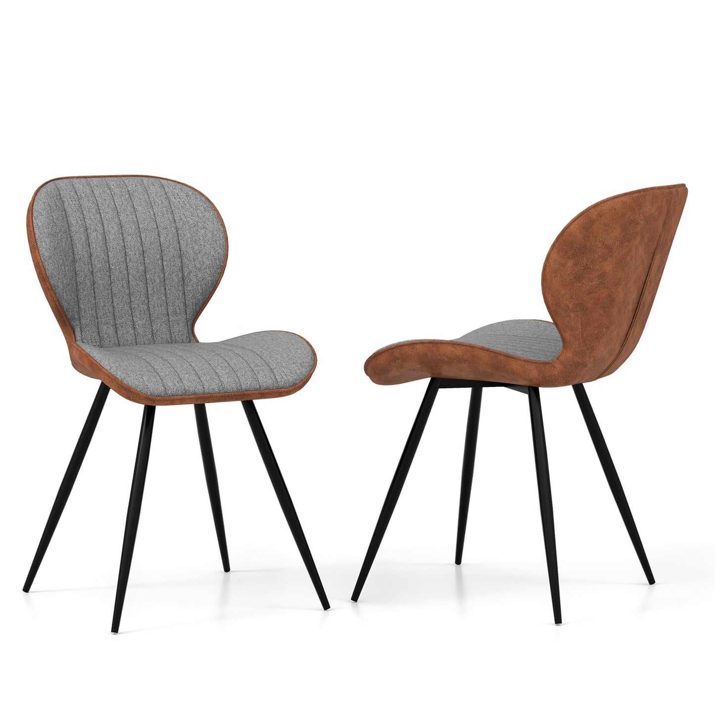 Dining Chairs Set of 2, Upholstered Kitchen Chairs with Curved Backrest