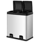 GiantexUK 60L Recycling Pedal Bin, 2x30L Stainless Steel Kitchen Trash Can with 2 Detachable Inner Buckets & Handles