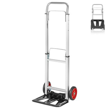 GiantexUK Folding Sack Truck, 100 kg Capacity Aluminium Frame Hand Truck with Extendable Handle and 2 Rubber Wheels