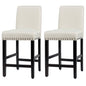 GiantexUK Bar Stools Set of 2, Upholstered Linen Fabric Barstools with Backrest