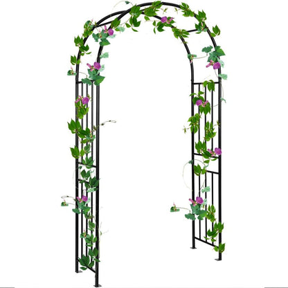 GiantexUK Metal Garden Arch, Heavy Duty Trellis Pergola Arbour with 4 Ground Stakes