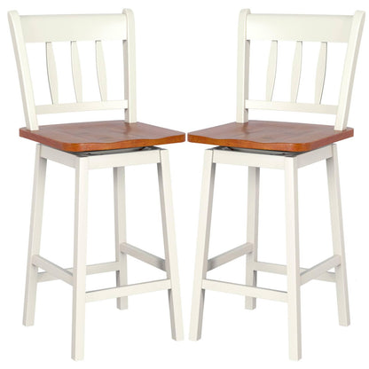 GiantexUK Bar Stools Set of 2, Rubber Wood Swivel Barstools with Back & Footrest