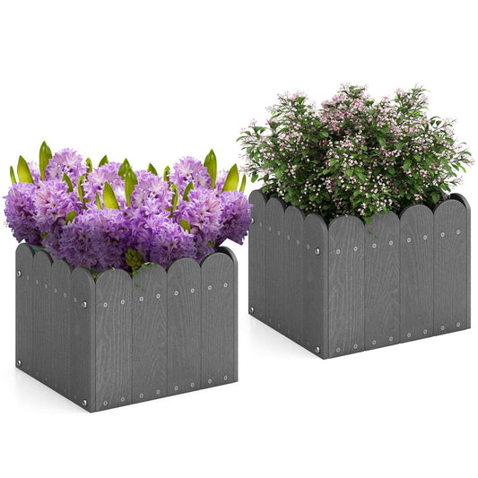 GiantexUK Raised Garden Bed Set of 2, HDPE Elevated Planter Box with Drainage Gaps