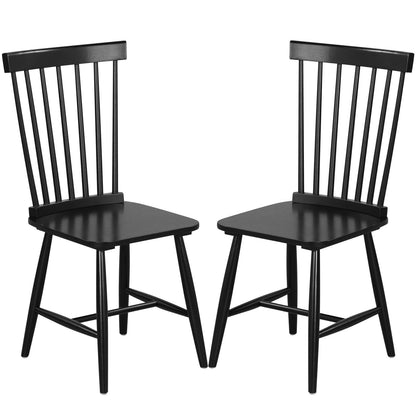 GiantexUK Dining Chairs Set of 2, Kitchen Chairs with Slatted Backrest, Rubber Wood Legs & Anti-Slip Foot Pads