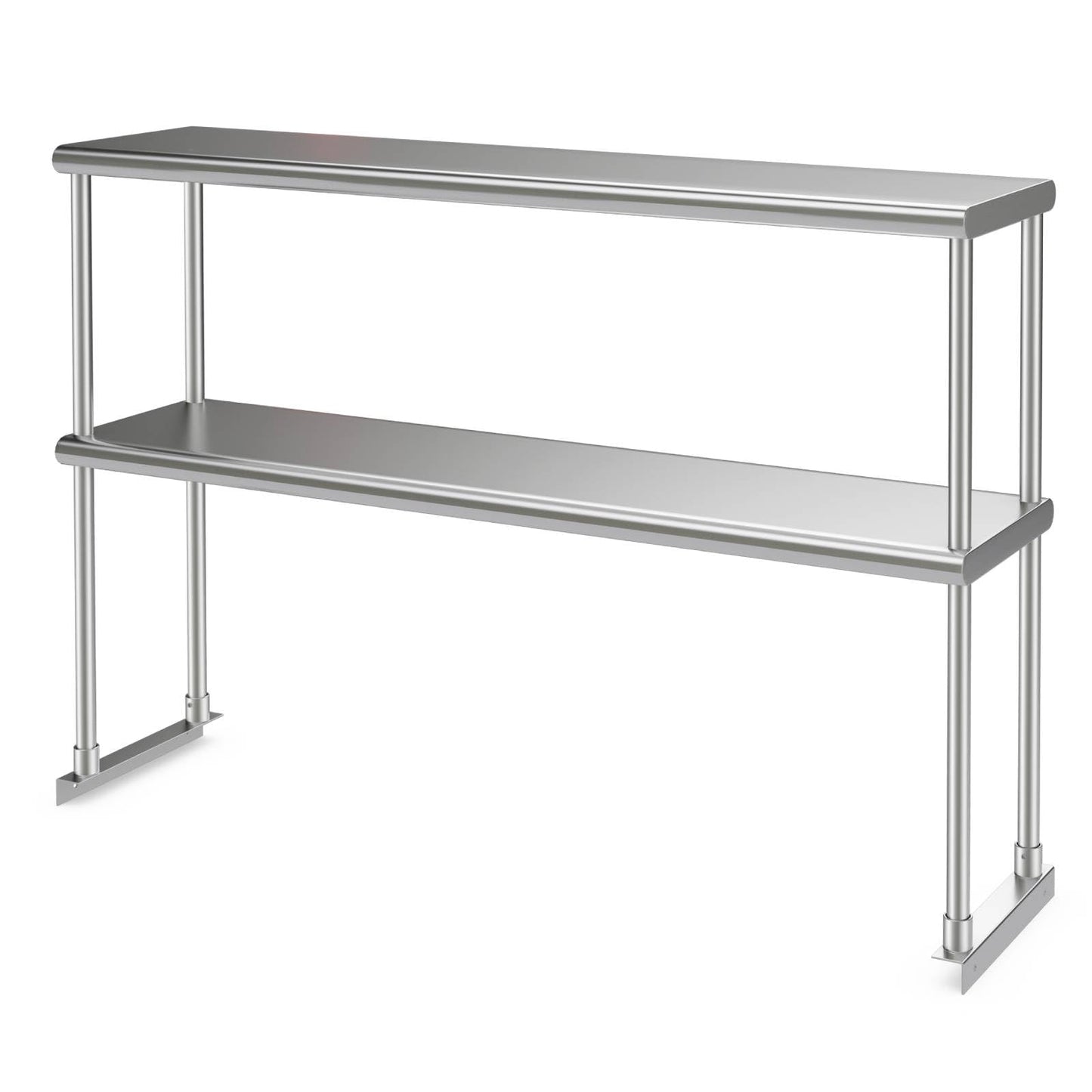 GiantexUK Stainless Steel Overshelf, 2-Tier Kitchen Catering Table with Flexible Adjustable Shelf