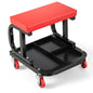 GiantexUK Rolling Mechanic Stool, Padded Creeper Trolley Seat with 4 Swivel Casters and Segmented Tool Tray Storage