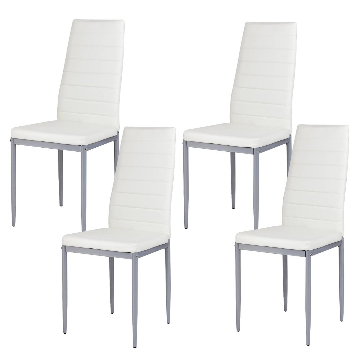 GiantexUK Set of 4/6 Dining Chairs, PU Leather Bar Chairs with Upholstered Seat, High Back Accent Seats for Home Office