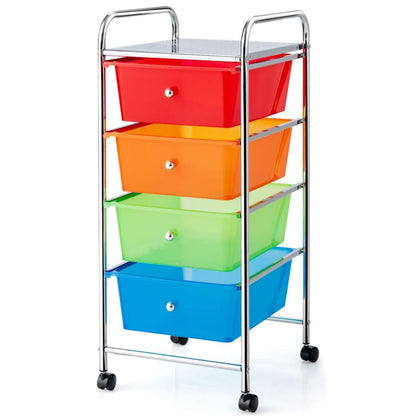 GiantexUK 4 Drawers Storage Trolley, Multipurpose Utility Rolling Cart on Wheels