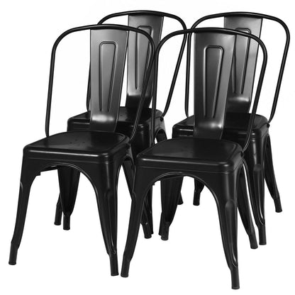 GiantexUK Dining Chairs Set of 4, Industrial Stackable Kitchen Chairs Seating with Back & Rubber Foot Pads