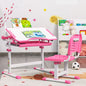 Kids Desk and Chair Set, Height Adjustable Student Study Table with Drawable & Tilted Desktop