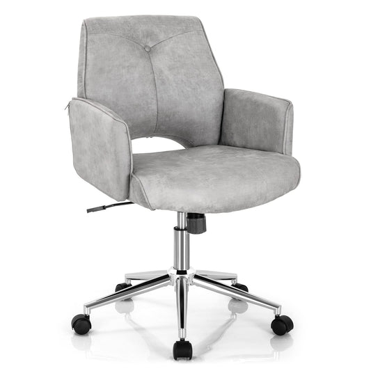 Faux Leather Office Chair, Ergonomic Swivel Computer Desk Chair Tufted Leisure Accent Armchair