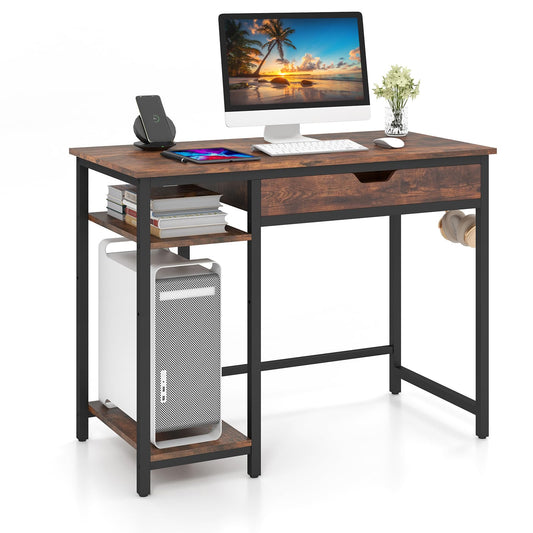 Computer Desk, 100CM Industrial Home Office PC Laptop Table Working Desk with Drawer