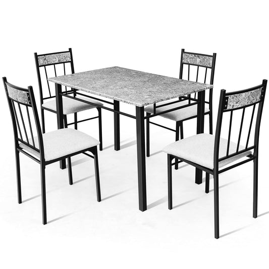 GiantexUK 5PCS Kitchen Dining Set, Morden Dining Table and 4 Cushioned Chairs