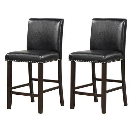 GiantexUK Bar Stools Set of 2/4, Upholstered Barstools with Padded Backrest & Footrests, Counter Height Breakfast Bar Chairs(Black)