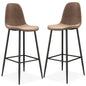 GiantexUK Bar Stools Set of 2, Velvet Upholstered Kitchen Bar Chairs with Backrest & Footrest