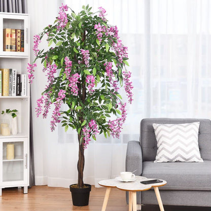 GiantexUK Artificial Tree, 180CM Fake Ficus Plant with Nursery Plastic Pot