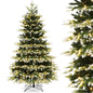 6ft Pre-Lit Artificial Christmas Tree, Hinged Remote Control Xmas Tree with 350 LED Lights