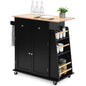 GiantexUK Kitchen Island on Wheels, Mobile Kitchen Storage Cart with 2 Drawers, 2-Door Cabinet