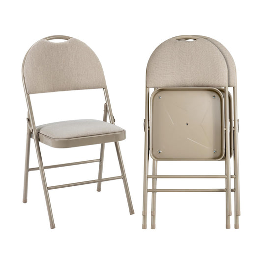 GiantexUK Folding Chairs Set of 2/4/6, Padded Seats Metal Frame Event Chairs with Backrest and Non-Slip Foot Pads