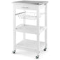 GiantexUK 4-Tier Kitchen Storage Trolley on Wheels, Rolling Storage Cart with Stainless Tabletop