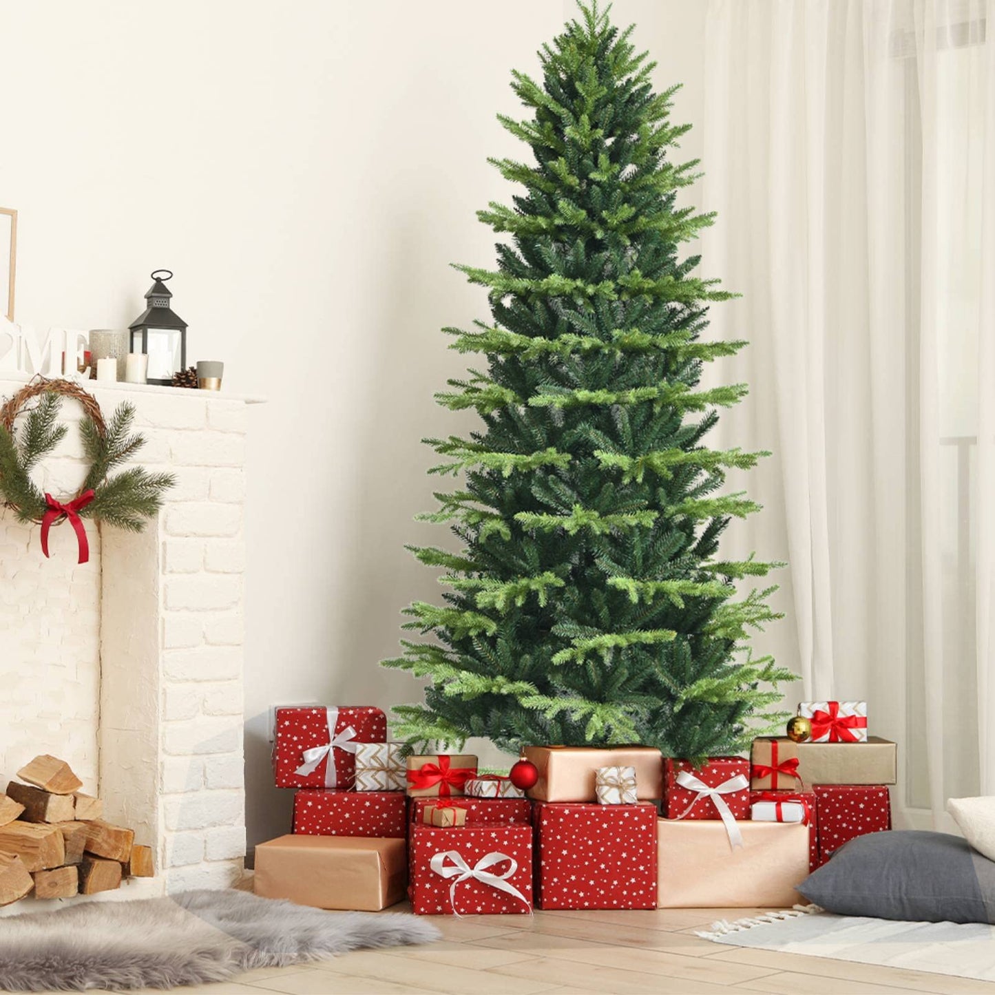 Unlit Xmas Decorative Tree for Indoor Holiday Festival (1462 PVC&PE Tips, 180x98cm)