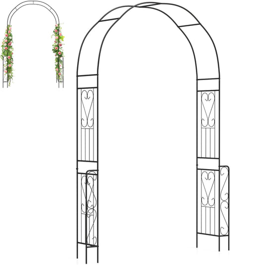 GiantexUK 2.4M Metal Garden Arch, Heavy Duty Pergola Trellis Arbour