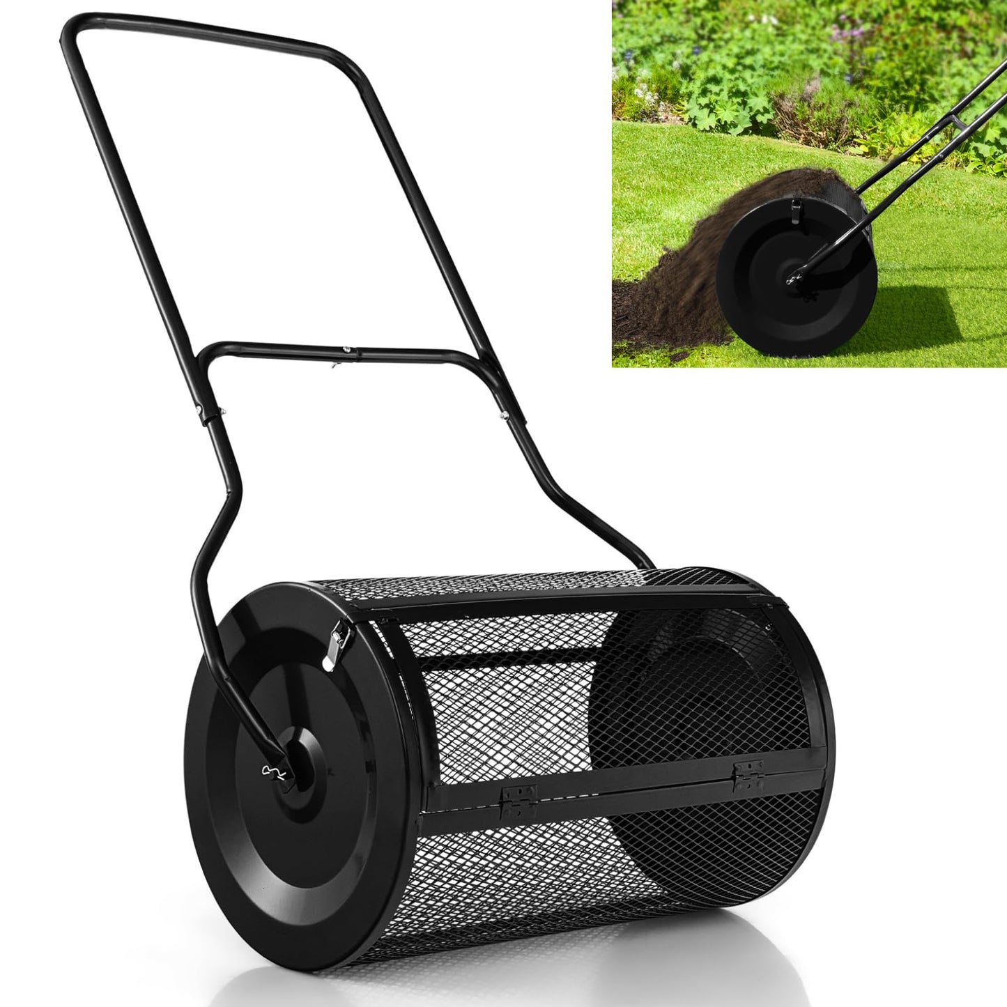 GiantexUK 27’’ Compost Spreader, Peat Moss Seeding Manure Fertiliser Garden Spreader Roller