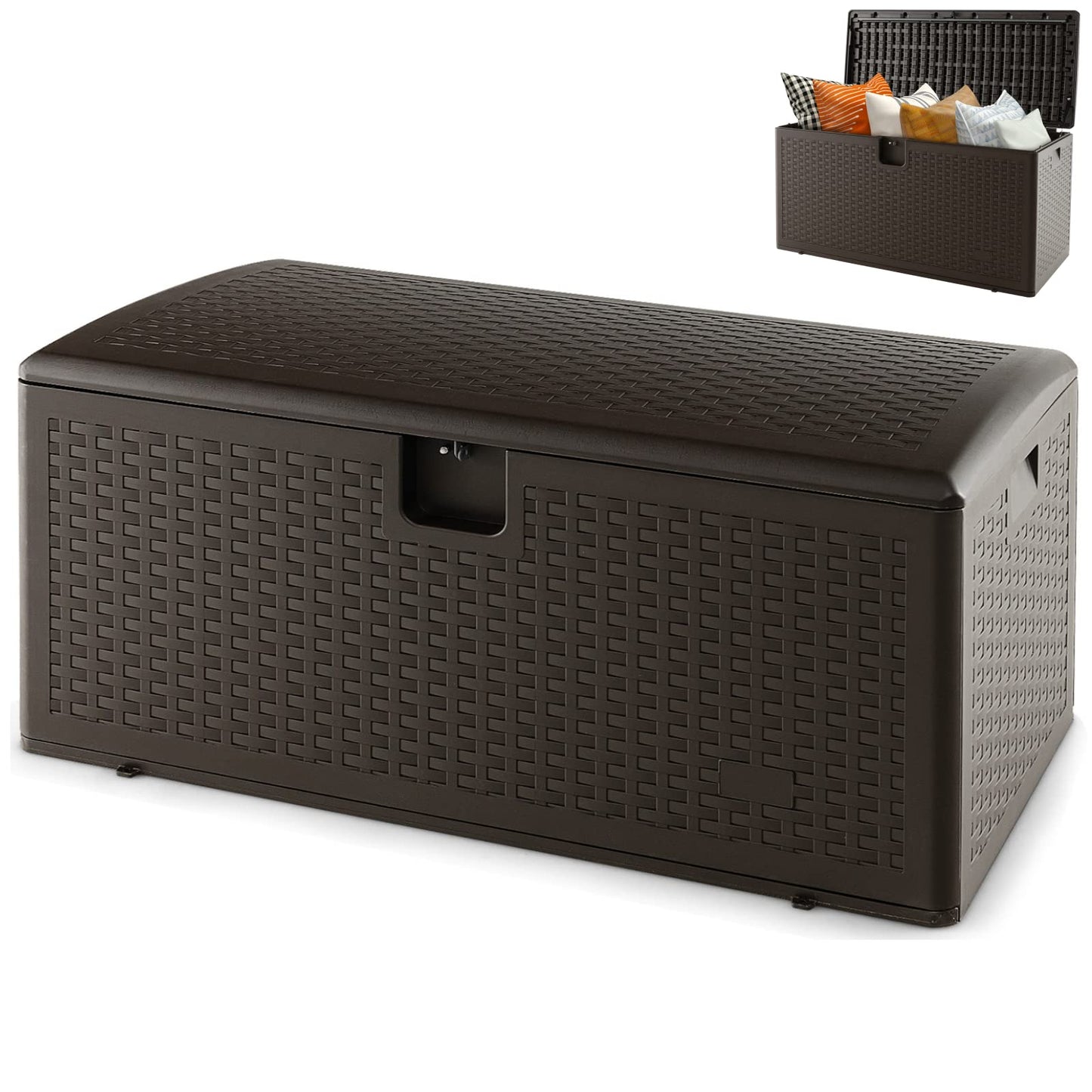 GiantexUK 370L Garden Storage Box with Ground Stake Holes & Recessed Handles