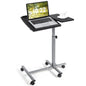 Mobile Laptop Table, Height Adjustable Overbed C-shaped Tray Table with Lockable Casters