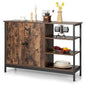 GiantexUK Industrial Kitchen Sideboard, Wooden Buffet Cabinet with 2-Door Cabinet, Adjustable Inside Shelf and 3 Open Shelves