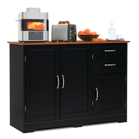 GiantexUK Buffet Sideboard, Wooden Storage Cabinet with Adjustable Shelf, 2 Drawers and 3 Door