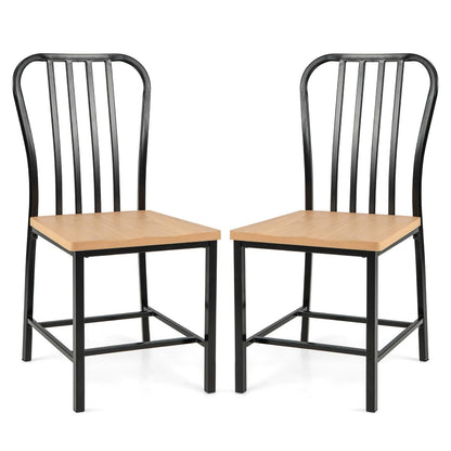 GiantexUK Dining Chairs Set of 2/4, Metal Frame Kitchen Chairs with Spindle Backrest, Footrests & Non-Slip Foot Pads