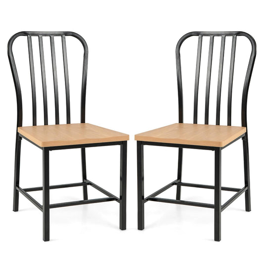 GiantexUK Dining Chairs Set of 2/4, Metal Frame Kitchen Chairs with Spindle Backrest, Footrests & Non-Slip Foot Pads