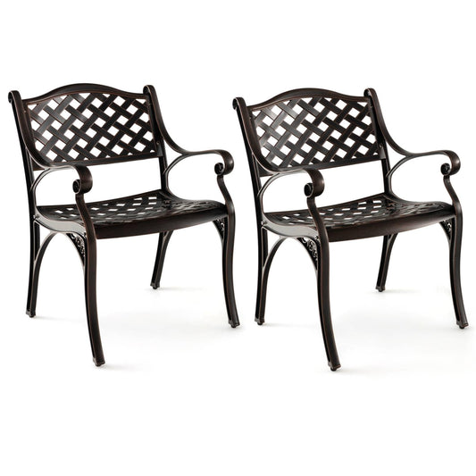 GiantexUK Outdoor Patio Chairs Set of 2, Cast Aluminum Garden Chairs with Backrest