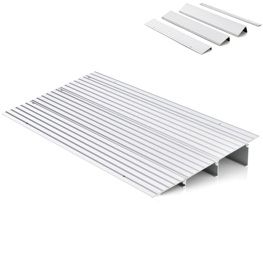 GiantexUK Aluminum Threshold Ramp, 87x42/55/67cm Non-slip Wheelchair Ramp with Adjustable Pivoting Flap